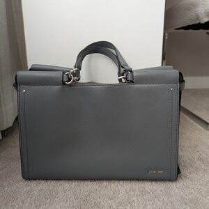Calvin Klein Grey Leather Tote Crossbody Bag
